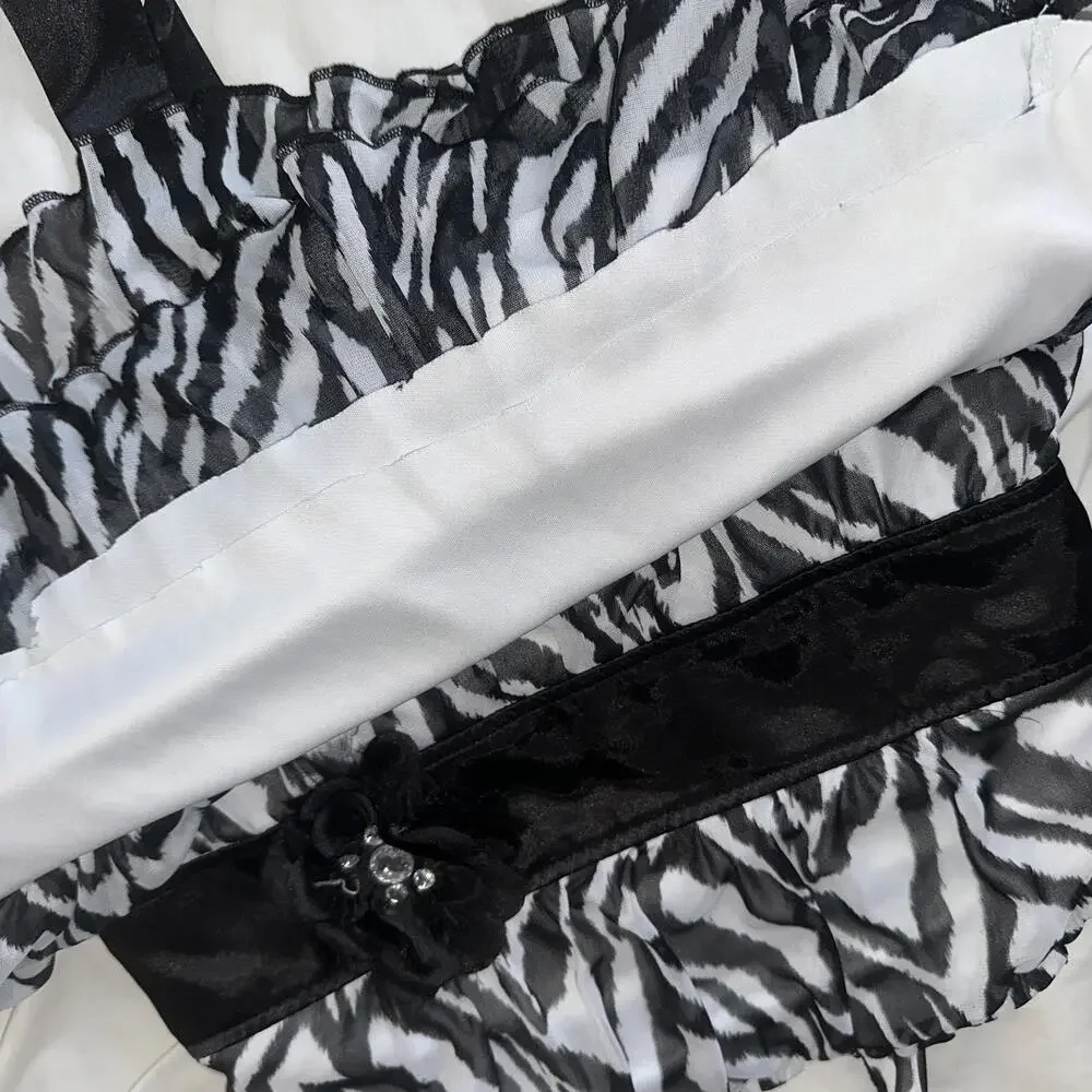 Y2K Zebra Ruffle Halter Top Rework - Picture 6 of 6